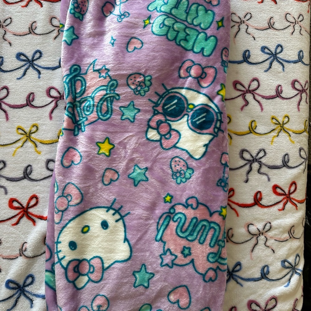 Hello Kitty Purple Lavender blanket  with Teal & Pink Accents